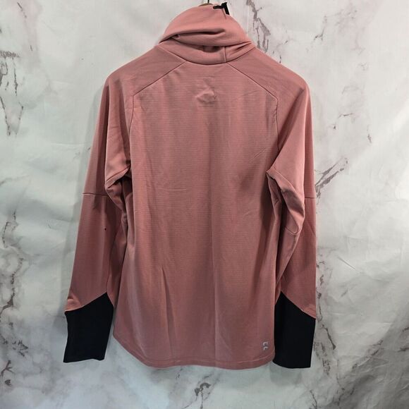 On Running Shirt Women Medium Dustrose Weather Pullover Mock Funnel Thumb Holes - Picture 5 of 12